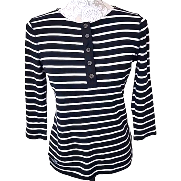 Lauren Ralph Lauren ClassicTee 3/4 Sleeve Pullover Striped Top Navy/White Size S - Picture 1 of 6